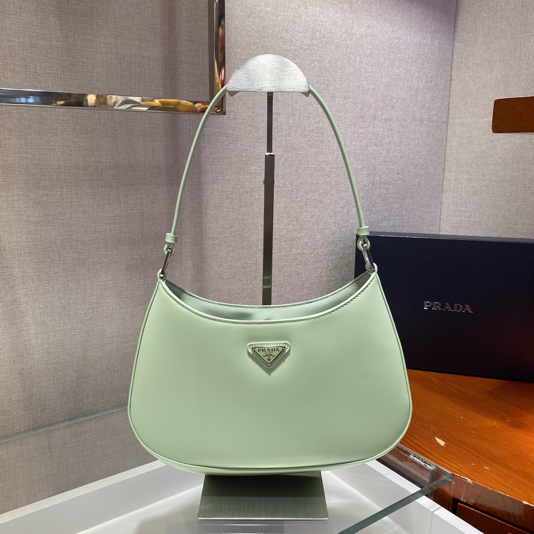 Prada Cleo Brushed Leather Shoulder Bag Aqua 1BC499